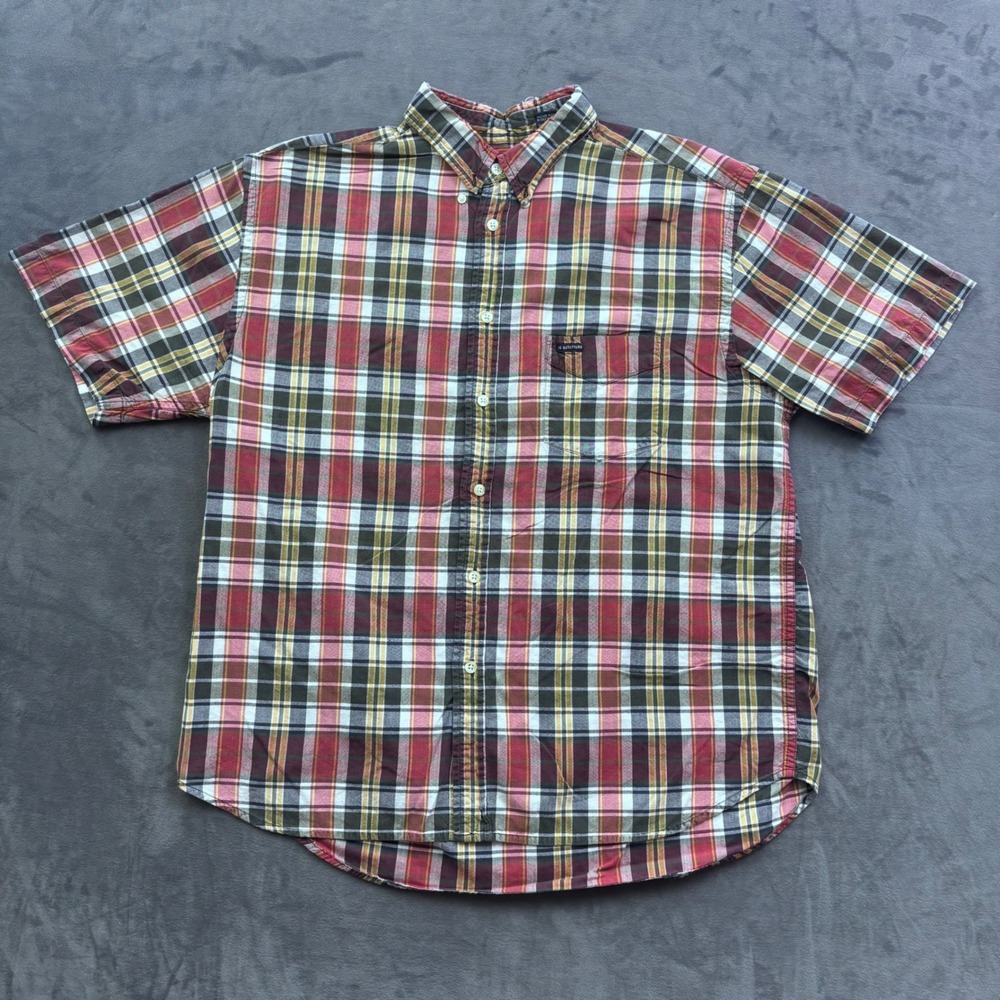 American Eagle Outfitters Mens Large Red Plaid Short Sleeve Button Down Shirt